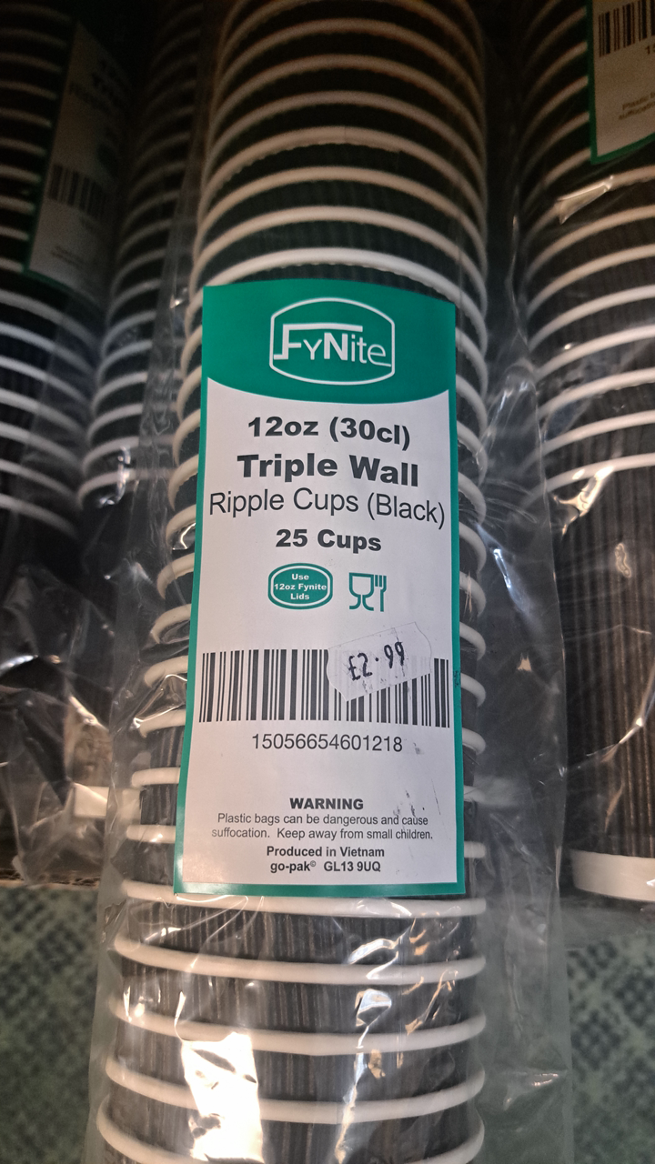 12oz Triple Wall Ripple Cups (Black) - 25 Pack