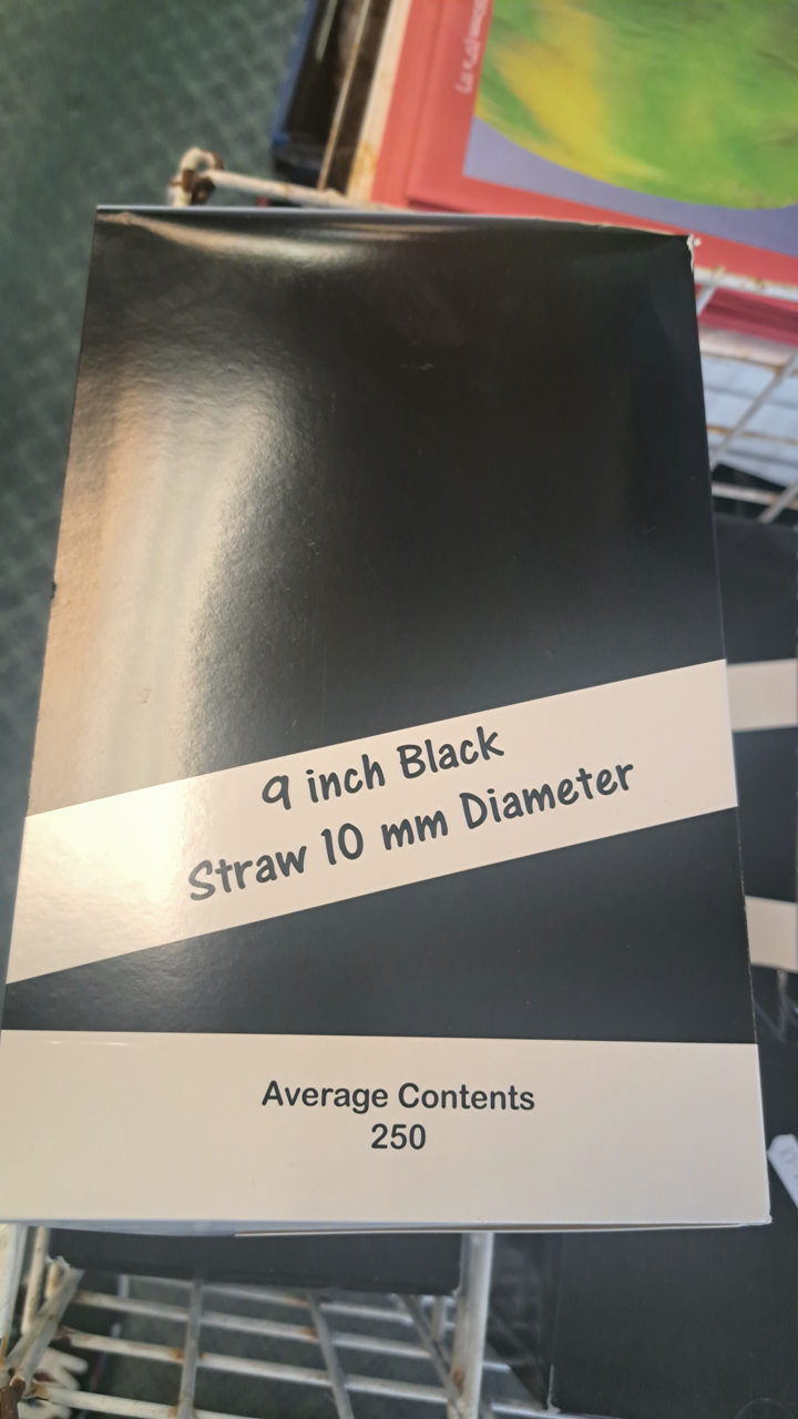 9-Inch Black Drinking Straws - 10mm Diameter (Pack of 250)